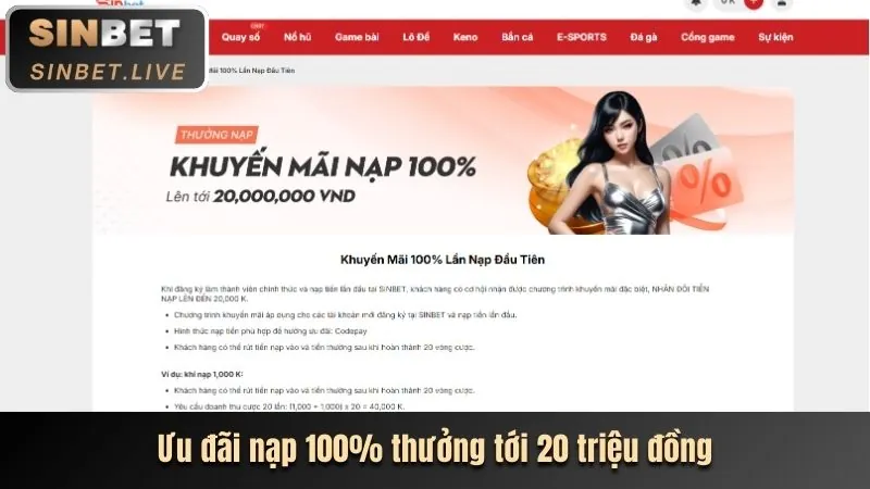 Thưởng nạp đầu tiên cho thành viên mới 3bet